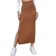 thumbnail image 1 of Falda de temperamento para vestido de mujer, color sólido, cintura alta, nalgas, falda dividida, 1 of 6