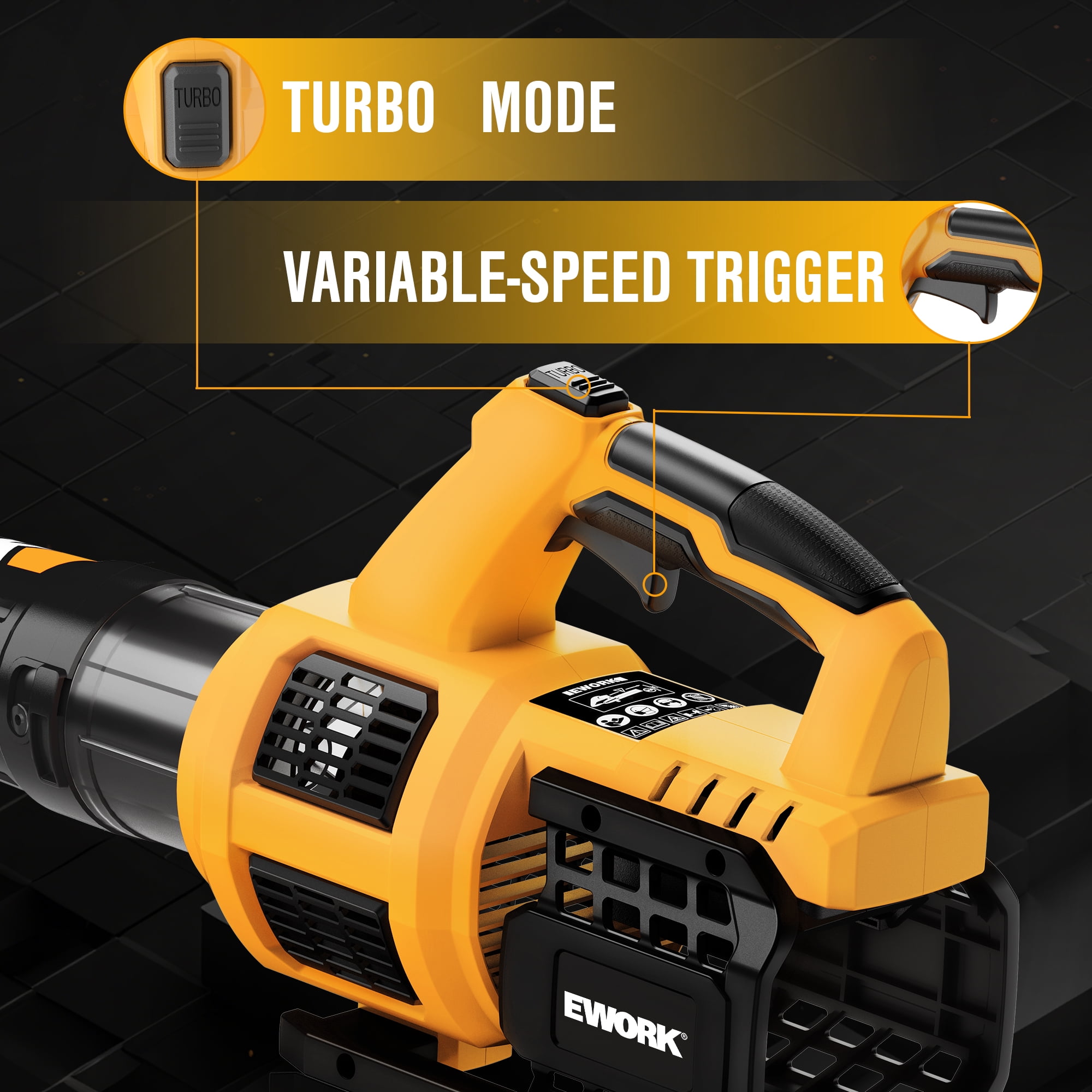 EWORK Cordless Leaf Blower, 20V Electric Handheld Blower with 2X 3.0Ah Batteries & Fast Charger, 550CFM 150MPH Lightweight 3.2Lbs for Lawn Care Yard Patio Cleaning - Yellow