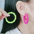 thumbnail image 4 of Hyasfey 1 Pair Women Single Hoop Earrings Fashion Sweet Style Candy-Colored Acrylic Circle Earrings Holiday Party Dress Ear Jewelry Accessories Birthday Valentine's Day Mother's Day Jewelry Gift, 4 of 8