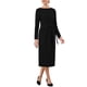 thumbnail image 2 of Vestido lápiz de longitud a la rodilla para mujer INSPIRE CHIC, de manga larga, con cinturón en la cintura, para iglesia y trabajo, vestido ajustado 2XL negro, 2 of 5