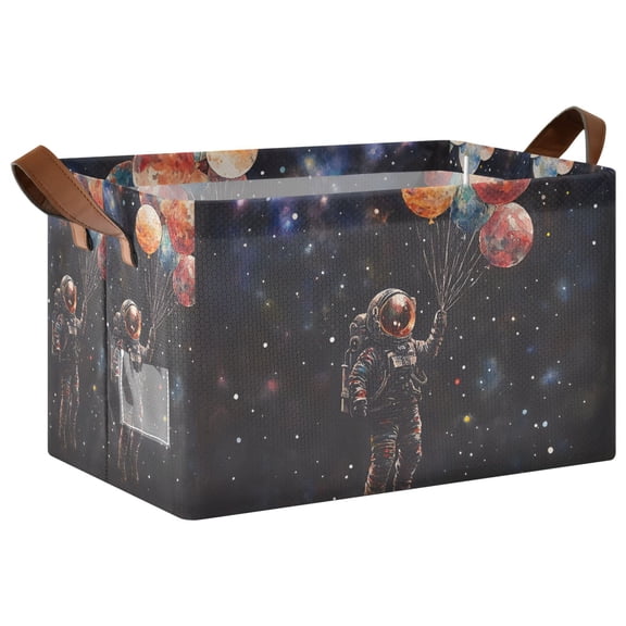 Yayeee Foldable Storage Basket for Shelves with Handles Waterproof Cloth Bins, Black Watercolor Space