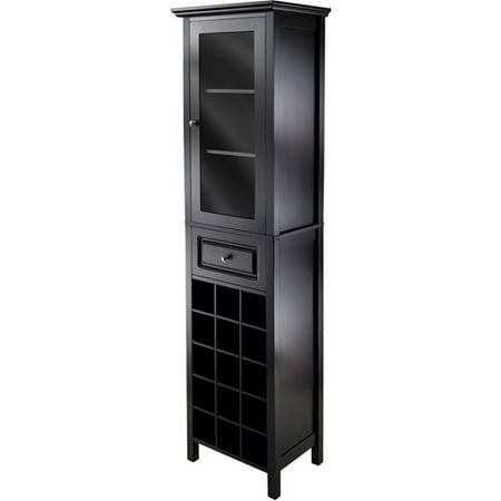 Winsome Wood Burgundy Wine Display Tower Black Finish