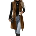 thumbnail image 3 of FchengtaiS Womens Corduroy Long Vest Double Breasted Sleeveless Blazer Jackets Business Casual Fall Outerwear Outfits with Pockets, 3 of 6