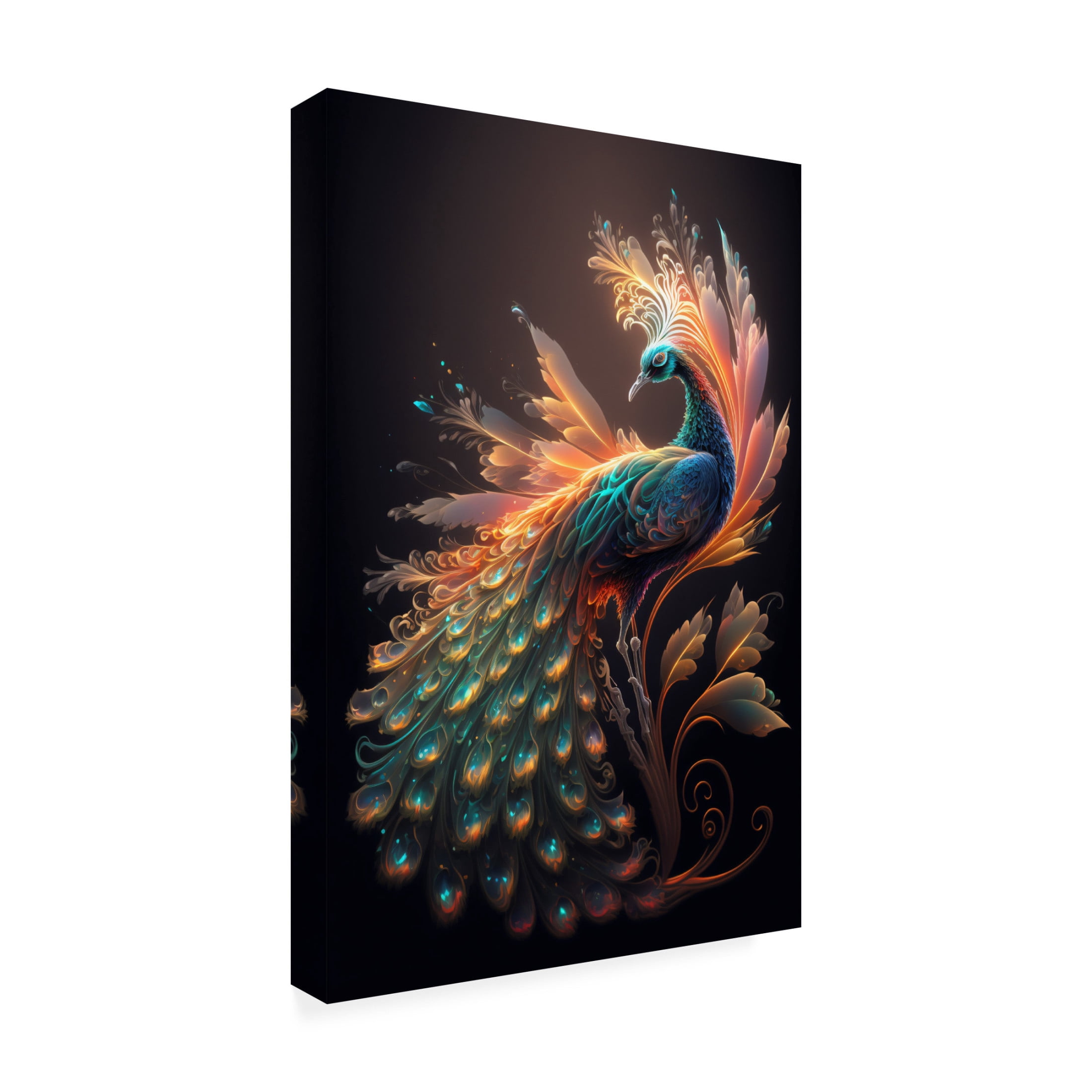 Canvas Wall Art - Ray Heere 'Proud Peacocks 13' Wall Art for Living Room, Bedroom, or Office Décor by Trademark Fine Art - 16 x 24 Inches