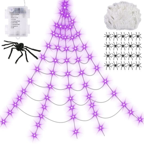 Decoración Para Halloween Telaraña Decorativa De Halloween Que Brilla - 200 G Con 50 Arañas, Efecto Luminiscente, Para Interior Y Exterior Telaraña Brillante 200g