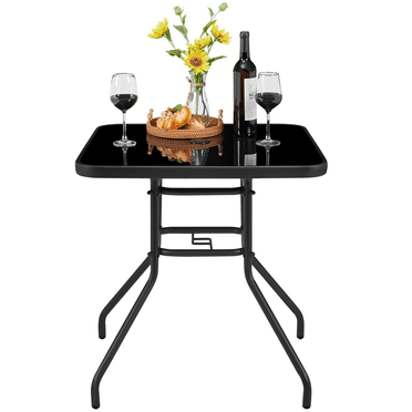 Renwick 28″ Square Patio Bistro Table with Umbrella Hole, Black