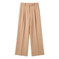 thumbnail image 5 of VBVC Women's Pleated Wide Leg Dress Pants , High Waisted Office Trousers For Women , Ladies' Casual Work Trousers with Pockets, Khaki , S-2XL, 5 of 8