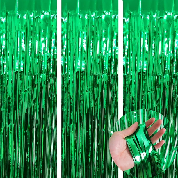KIRIKOU 3 piezas con cortinas de borla de lámina púrpura decoradas en el Fondo de la fiesta, lámina de oro metálica de 3,2 pies x 6,5 pies para la ducha de bebé de novia soltera de cumpleaños