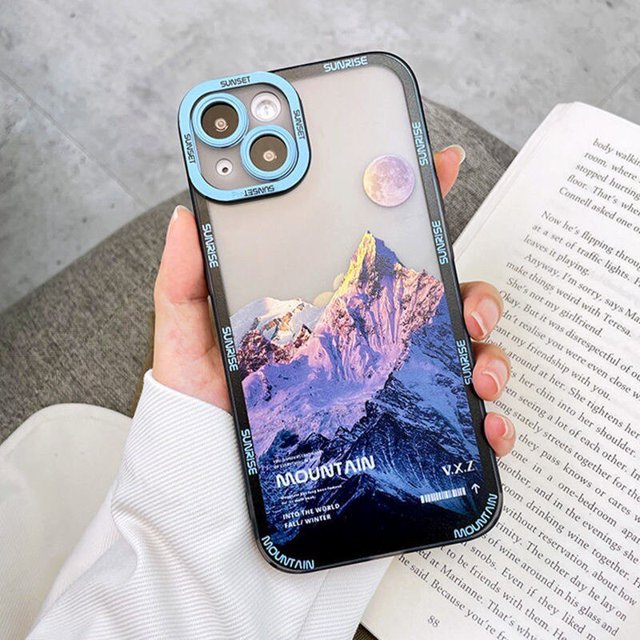 Funda Retro para iPhone, carcasa suave y transparente a prueba de golpes, con patrón de luna, nubes y cielo al atardecer, para modelos 13, 12, 11 Pro Max, XR, X, XS, 7, 8 Plus, SE2020 y 14