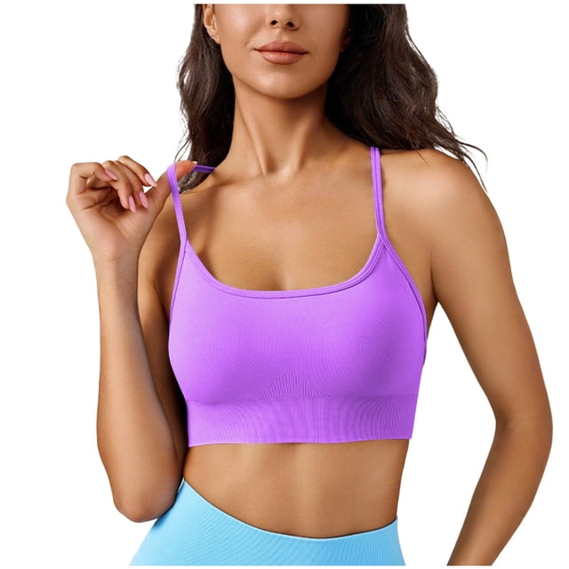 Mujeres de color sólido cuatro filas ajustable inalámbrico sujetador doble hombro yoga deportes sujetador a prueba de choques, ejercicio deportes sujetadores para mujeres