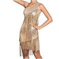 thumbnail image 2 of UPPADA Robes de Danse pour Femmes Robe à Franges à Franges à Sequins Robe Moulante à Bretelles Spaghetti Robe Maxi Robe de Cocktail Froncée Robe de Fête Mini Robes d'Invité de Mariage Offres de Vacances, 2 of 7