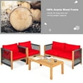 thumbnail image 5 of Costway 8 PCS Acacia Wood Patio Conversation Set w/Cushions for Garden Red, 5 of 11