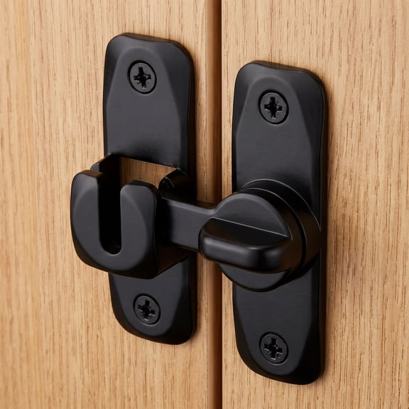 Barn Door Lock – 90/180 Degree Privacy Security Latch, Heavy Duty Gate Lock for Sliding Doors, Bathroom, Cabinet, Window, Shed – Black