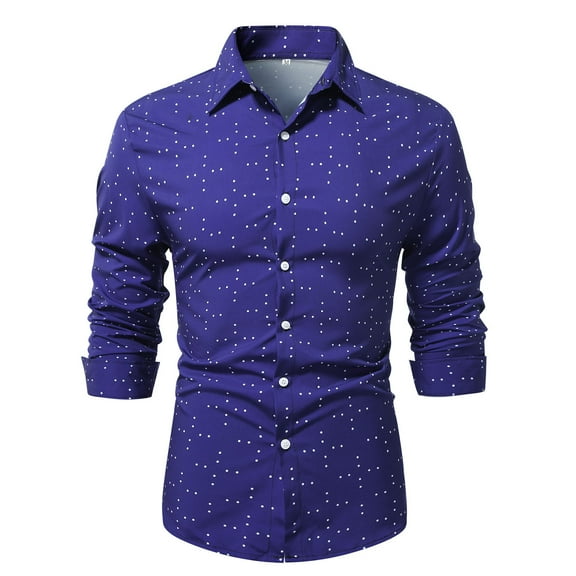 Aloohaidyvio George Men's Business Dress Shirt Long Sleeve Slim Fit Casual Button Down Shirt
