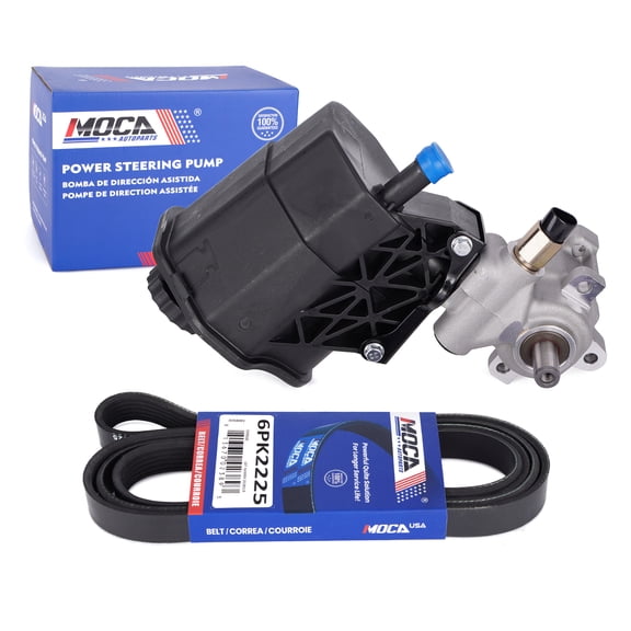 MOCA AUTOPARTS Power Steering Pump with Serpentine Belt 6PK2225 Fit for 2004-2007 Dodge Ram 1500 4.7L