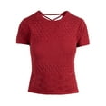 thumbnail image 5 of Jessica Simpson Women's Alicia Crochet Tee with Lace Up Back, Sizes XS-XL, 5 of 6