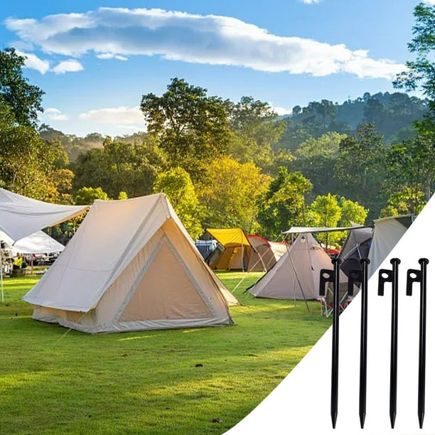 Clavos de Acero Resistentes para Camping - Paquete de 4 Estacas Perforables para Exteriores, Playa y Jardín (20 Cm, 25 Cm, 30 Cm y 40 Cm)