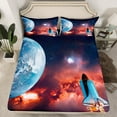 thumbnail image 2 of Manfei 3D Planet Rocket Full Size Sheets for Kids, Mystic Outer Space Bed Sheets, Glitter Stars Galaxy Sheet Sets, Luxury Bedroom Decor, 4 Pieces, 2 of 7