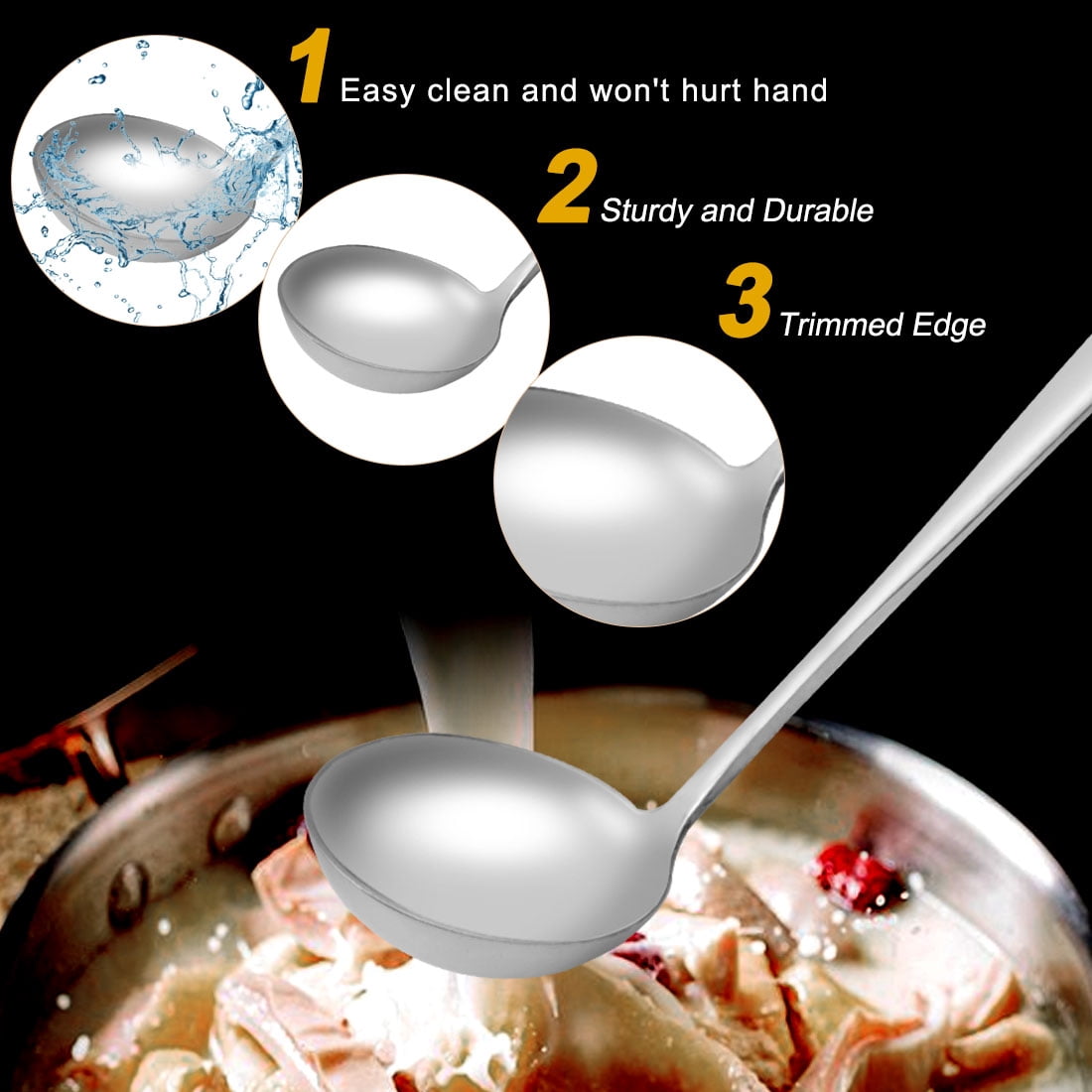 Unique Bargains Stainless Steel Soup Ladle with Peach Shape for Serving Hot Pot
