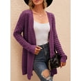 thumbnail image 2 of Women Cardigan Open Front Long Sleeve Holes Loose Knitted Casual Coats, 2 of 7