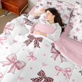 thumbnail image 4 of jejeloiu Cheetah Pattern Bow 7 Pieces Bedding Comforter Set,Cute Ribbon Bow Tie Full Bedding Set For Girl Teens Reversible, 4 of 8