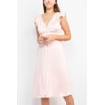 thumbnail image 2 of Sage Collective V-Neck Button Down Ruffle Sleeve Banded Waist Slit Side Crepe Dress-ROSE / 2, 2 of 4