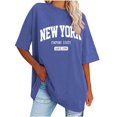thumbnail image 2 of Fanxing New York Graphic Tees Womens Oversized T Shirts Loose Fit Crewneck Short Sleeve T-Shirts Casual Drop Shoulder Summer Tops Blue,XL, 2 of 6