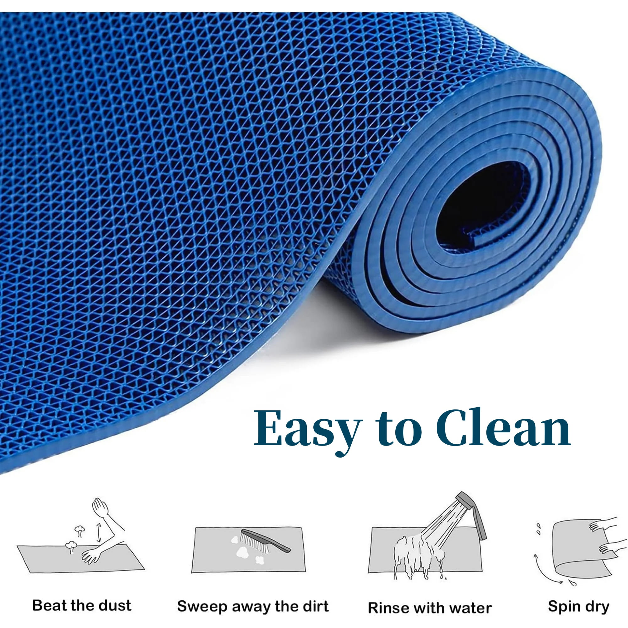 OVYEOFR Pool Deck Drainage Mat – 3 x 10Ft PVC UV-Proof Heavy Duty Outdoor Flooring for Wet Areas, Doubles as Restaurant Floor Mats(Blue)