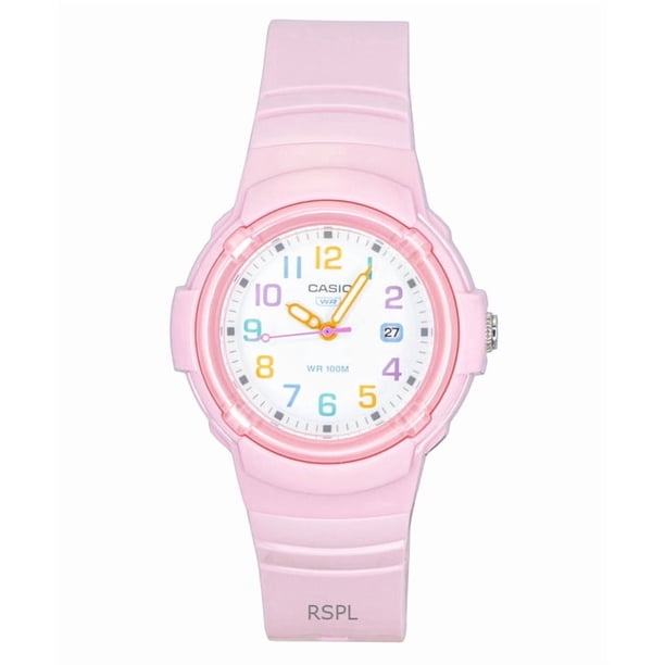 Casio Reloj Analógico LX-800H-4AV de Cuarzo con Correa de Resina de Base Biológica y Esfera Blanca para Mujer, 100 M