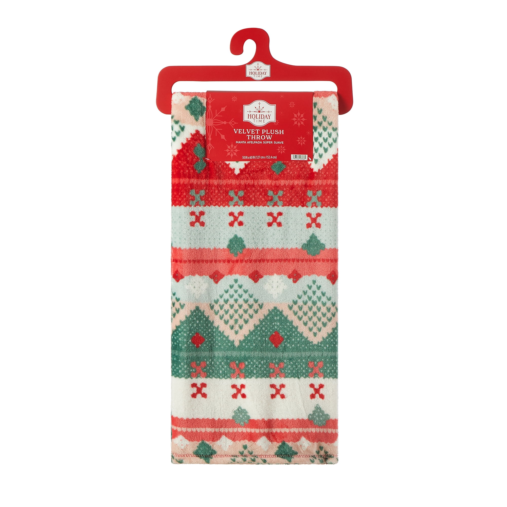 Holiday Time 50"x60" Multi-color Sweater Plush Throw, All Ages