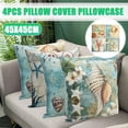 thumbnail image 1 of Pillow Case Ocean Style Throw Pillow Covers,Cotton Linen Cusion Cover for Couch Sofa or Bed Tatami Decor ,Set of 4,18 x 18 inch, 1 of 9