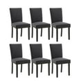 thumbnail image 1 of Sillas de Comedor Tapizadas Juego de 2 - Diseño Parsons en Tela Tipo Arpillera Gris Oscuro con Ribete de Tachuelas y Base de Madera - Asientos Acolchados para Cocina o Comedor, 1 of 8