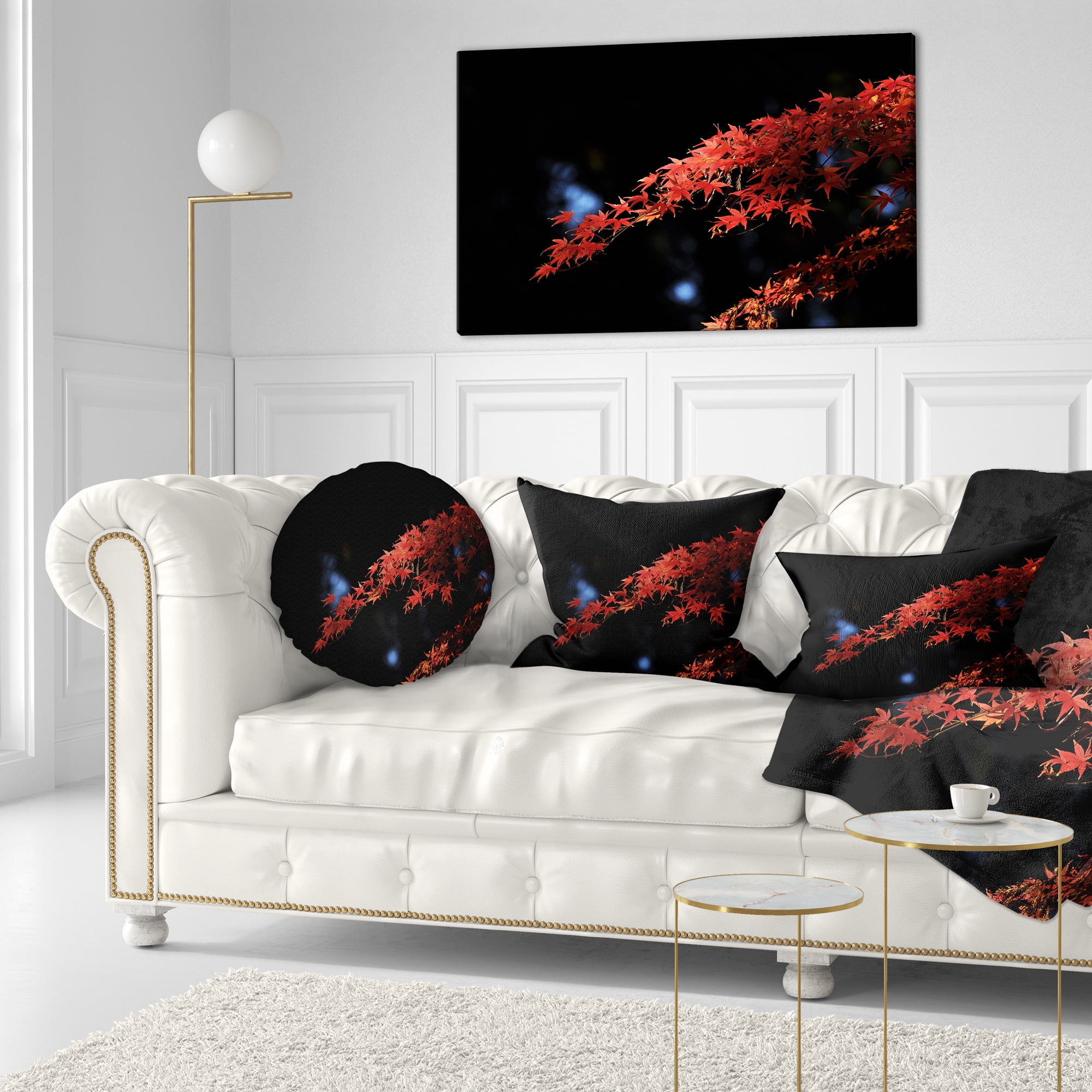Designart Fall Foliage of Maple Leaves - Abstract Throw Pillow - 12x20