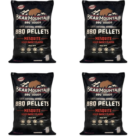 Bear Mountain BBQ FK17 Premium 20 Pounds All Natural Hardwood Mesquite BBQ Hardwood Smoker Pellets for Outdoor Electric Grilling and Smokers 4 Pack