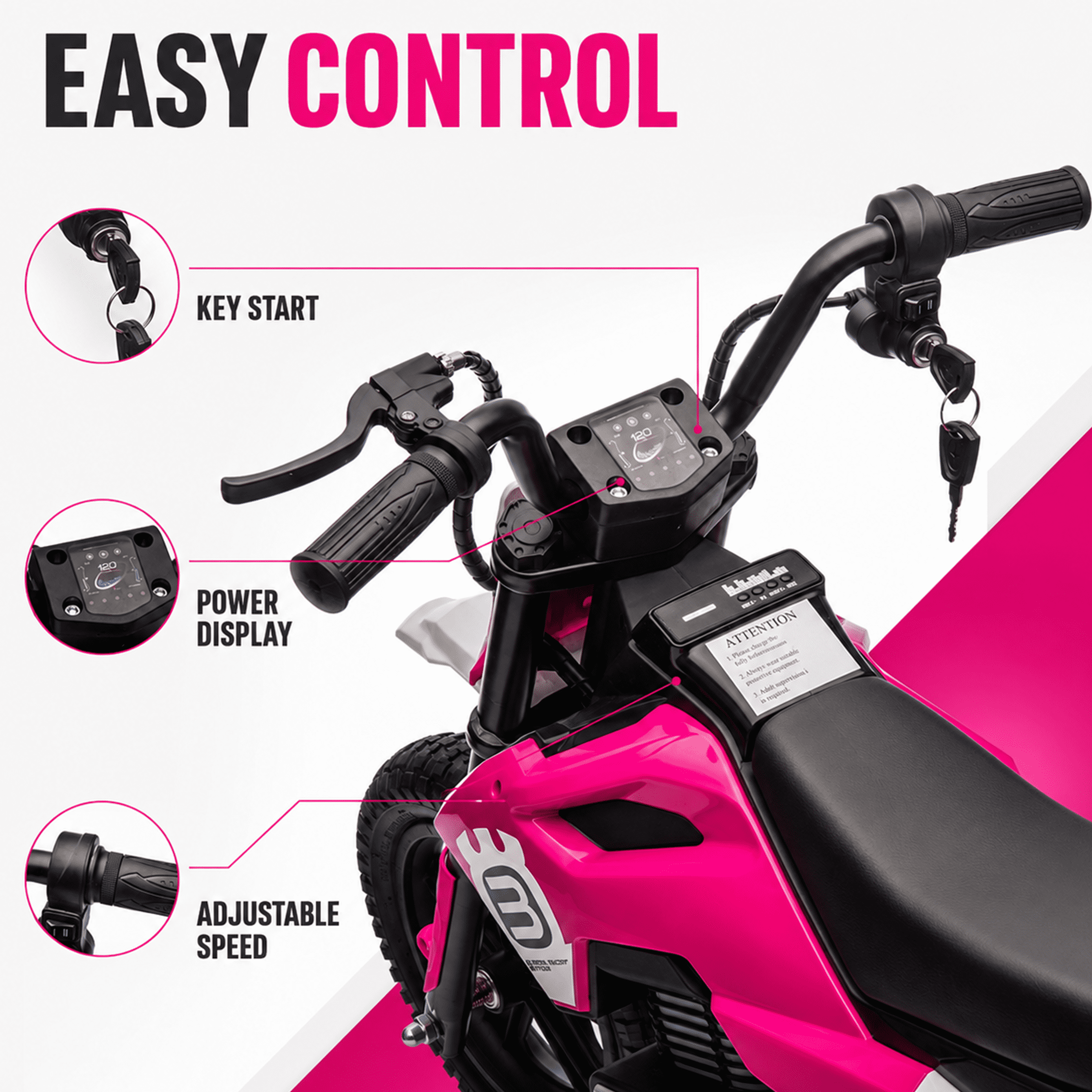 24V Kids Electric Motocross Motorcycle with Bluetooth Music - 200W Power, Rear Shock Absorber, LED Breathing Lights, Adjustable Speed up to 9.32 MPH - Powered Ride On Toy for Boys Girls Ages 5-15