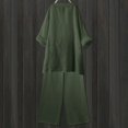 thumbnail image 5 of JFGHDG Women's Linen 2 Piece Outfits Rolled Sleeves Tops Wide Leg Trouser Pants Suits Summer Casual Dressy Linen Sets Green M, 5 of 7