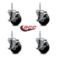 thumbnail image 2 of 3.5 Inch Hard Rubber Wheel Swivel 3/4 Inch Threaded Stem Caster Set with Brake, 2 of 2