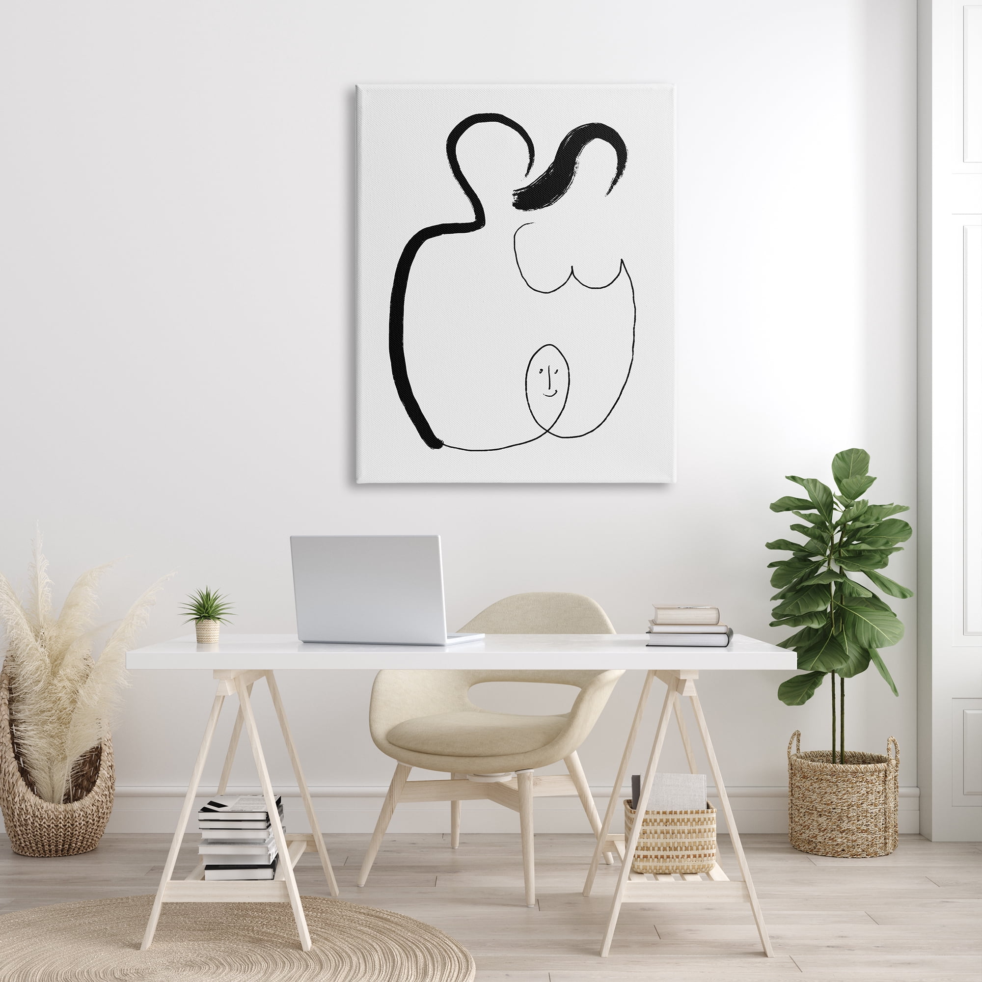 Stupell Industries Family Embrace Abstraction Modern Minimal Line Movement Abstract Painting Gallery Wrapped Canvas Print Wall Art, 36 x 48