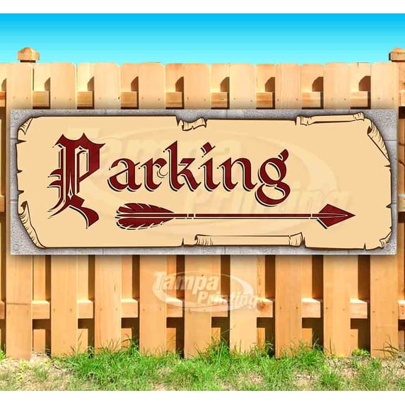 Parking Right Red Text 13 oz Vinyl Banner With Metal Grommets