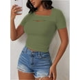 thumbnail image 5 of Womens Fashion Clothes One Piece Cutout Tops Short Sleeve Slim Fitted Shirts Tee Tshirts, 5 of 5