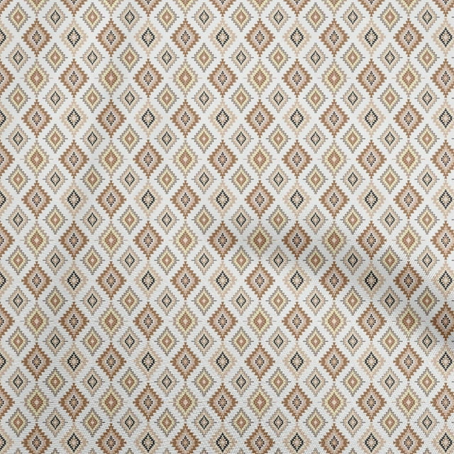 oneOone Velvet White Fabric Asian Kilim Fabric For Sewing Printed Craft Fabric By The Yard 58 Inch Wide