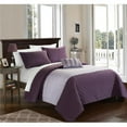 thumbnail image 1 of Chic Home QS1985-US 4 Piece Ellias Geometric Quilting Embroidery Queen Quilt Set, Lavender Shams & Decorative Pillows, 1 of 1