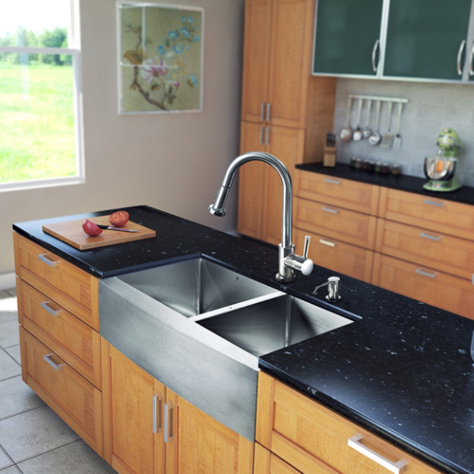 Vigo All In One 33 Farmhouse Stainless Steel Double Bowl Kitchen Sink And Chrome Faucet Set