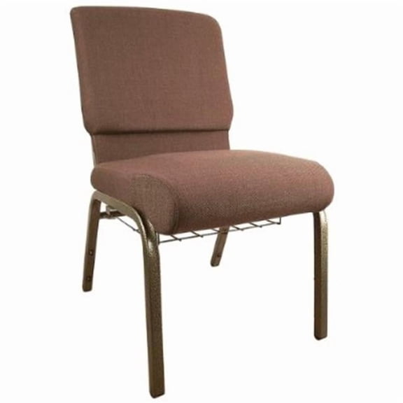HERCULES Church Chair - Brown Fabric - 18.5in. Width - Gold Vein Frame - 600 lb Capacity