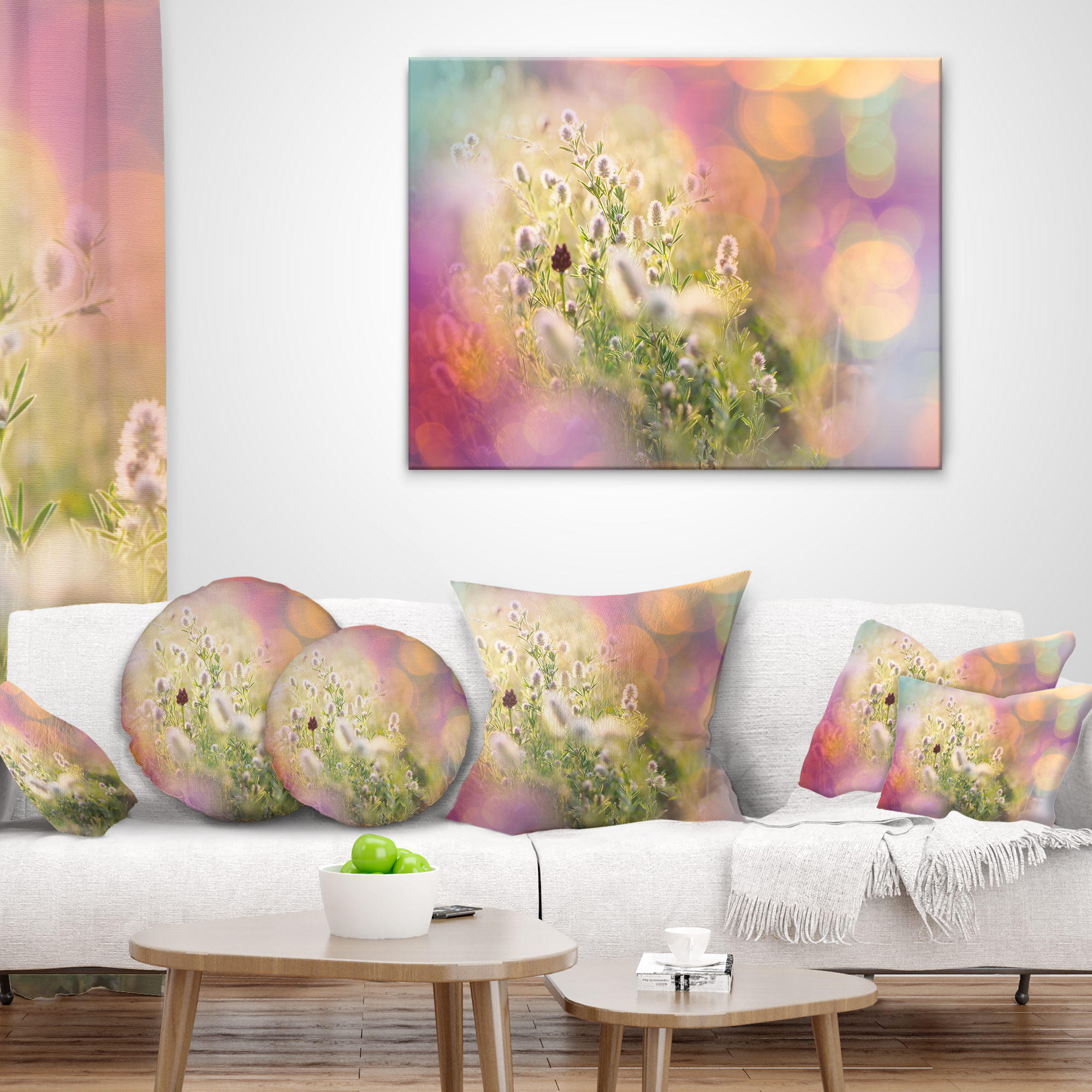 Designart Cute Little Summer Flowers - Flower Throw Pillow - 16x16