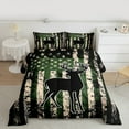 thumbnail image 2 of Manfei Reindeer Wildlife Adult Bedding Comforter Set, Vintage US Flag Twin Comforter Sets, Green Stripes Geometric Reversible Bedding Set, Lightweight Room Decor, 2pcs, 2 of 8