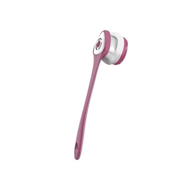 Bearachild Cepillo de baño eléctrico Mango largo Desmontable 360 grados Giratorio Cuerpo Espalda Masaje Baño Spinning Masaje con 5 Electrodomésticos Violeta