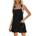 thumbnail image 1 of Robe Salopette Sans Manches pour Femmes Tablier Décontracté Été Coupe Ample Mini Robe avec Poches, 1 of 8