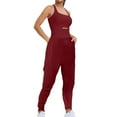 thumbnail image 4 of aidice Workout Romper for Women Square Neck Sleeveless Keyhole Fitting Ruched Athletic Pants Jumpsuits, 4 of 8