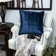 thumbnail image 4 of Parkland Collection Balam Navy Blue Quilted Decorative Throw Pillow, 20 x 20 Cotton Blend Square Pillow, 4 of 7